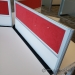 Red and White 3 Pod Workstations w/ Pin Board Panels